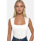Trend Alacati Stili Ženska bluza bez rukava Alc-X13449, Brod izrez, Bela | Eponuda.com
