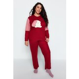 Trendyol Curve Burgundy Plush Detailed Knitted Pajamas Set Cijene