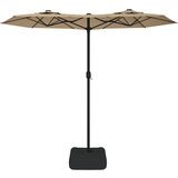  Dvostruki vrtni suncobran s LED svjetlima smeđesivi 316x145 cm | shoptok.hr