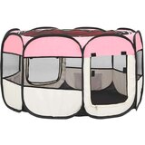  Sklopiva ogradica za pse s torbom za nošenje roza 110x110x58 cm | shoptok.hr