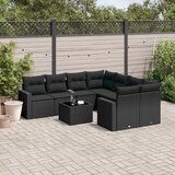 vidaXL 9-dijelni set vrtnih sofa s jastucima crni od poliratana Cijene
