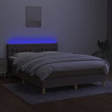  box spring s madracem LED smeđesivi 140x200 cm tkanina | shoptok.hr