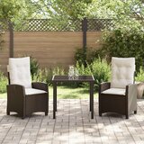 vidaXL 3-delni vrtni jedilni set z blazinami rjava poly ratan | Shoptok.si