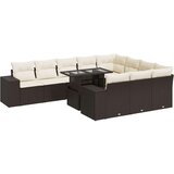 vidaXL 11-dijelni set vrtnih sofa od poliratana s jastucima smeđi | shoptok.hr