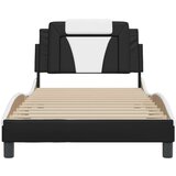 vidaXL Posteljni okvir z vzglavjem črn in bel 100x200 cm umetno usnje | Shoptok.si