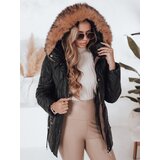 DStreet Kurtka damska zimowa LUMORE pikowana z kapturem czarna | Shoptok.si
