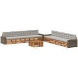  Set vanjskih sofa 9 kom. Prirodna i svjetlosiva Poliester | shoptok.hr