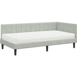 vidaXL Kotna postelja z vzmetnico Svetlo siva 90 x 190 cm Žamet, (5000069827) Cene