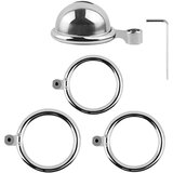 Fetish collection - mini kavez za penis s 3 zamjenjiva prstena za testise (srebrni) | shoptok.hr