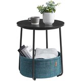 Songmics majhna okrogla stranska mizica, moderna nočna omarica s košaro iz blaga, nočna omarica za dnevno sobo, spalnico, črna ebenovina in skrilasto siva LET223B01, (21388868) | Shoptok.si