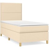  Box spring postelja z vzmetnico krem 100x200 cm blago, (20883684) | Shoptok.si