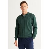 AC&Co / Altınyıldız Classics Men's Green Recycle Slim Fit Slim Fit Polo Neck Cotton Patterned Knitwear Sweater Cene