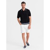 Ombre Men's denim classic shorts with rolled up leg - white Cijene