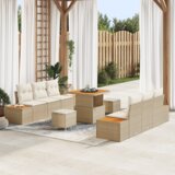  9-delni vrtni sofa set z blazinami bež poli ratan akacija | Shoptok.si