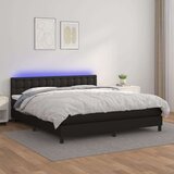  Box spring s madracem LED crni 180x200cm od umjetne kože Cijene