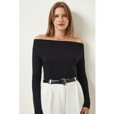  Women's Black Boat Neck Knitted Blouse | Shoptok.si