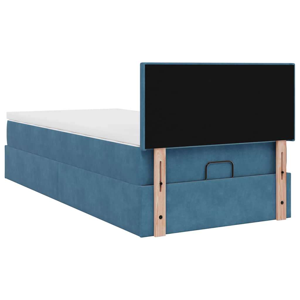 vidaXL Otomanski posteljni okvir z vzmetnico moder 80x200 cm žamet | Shoptok.si