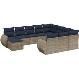 vidaXL 11-dijelni vrtni set s jastucima sivi poliratan - Siva 2x corner + table + 6x middle + 2x sofa 1 | shoptok.hr