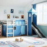 vidaXL Otroški pograd s stolpom moder 80x200 cm trdna borovina Cene