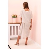 Kesi Włoski Women's cotton dress with a loose fit beige | ePonuda.com