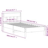  Okvir kreveta bez madraca 75 x 190 cm od masivne borovine | shoptok.hr