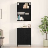 vidaXL Strani šal 2 pcs Črna Orehovina 69.5 x 32.5 x 180 cm | Shoptok.si