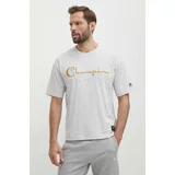 Champion Pamučna majica za muškarce, boja: siva, s aplikacijom, 219998