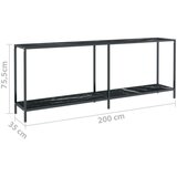 vidaXL Konzolna mizica črna 200x35x75,5 cm kaljeno steklo | Shoptok.si