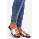 Zazoo 2938 Leather Slippers On Flat Heel With Decoration Gold | Shoptok.si