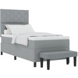 vidaXL Postelja z vzmetnico in klopjo svetlo siva 90x190 cm tkanina, (22083481) | Shoptok.si