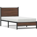 vidaXL Kovinski posteljni okvir z vzglavjem rjavi hrast 75x190 cm Cene
