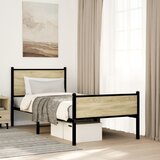 Maison Chic Kovinski Posteljni okvir - Enojna postelja - Postelja za odrasle brez vzmetnice sonoma hrast 80x200 cm, (21695529) | Shoptok.si