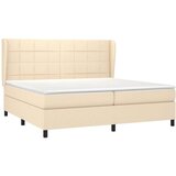  Box spring postelja z vzmetnico krem 200x200 cm blago, (21089223) | Shoptok.si