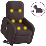 vidaXL Električni masažni naslanjač s funkcijo vstajanja temno rjav | Shoptok.si