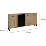 Livetastic Široka Komoda Craft, Črna, Barva Hrasta | Shoptok.si