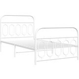 vidaXL Kovinski posteljni okvir z vzglavjem in vznožjem bel 107x203 cm, (21251396) | Shoptok.si