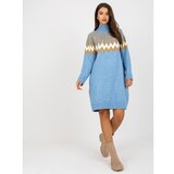 Fashion Hunters Blue knitted dress with long sleeves RUE PARIS Cene
