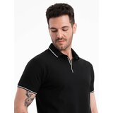Ombre Men's pique knit polo shirt without buttons - black | Shoptok.si
