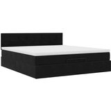  Otomanska postelja z vzmetnico & LED črna 160x200cm žamet, (22054023) | Shoptok.si