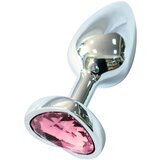 Sunfo metalni analni čep s ružičastim kamenom u obliku srca (srebrni) | shoptok.hr
