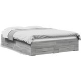 Maison Chic Posteljni okvir - Dvoposteljna postelja - Zakonska postelja s predali siva sonoma 120x190 cm inženirski les, (21695181) Cene