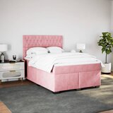  Krevet s oprugama i madracem ružičasti 140x190 cm baršunasti | shoptok.hr