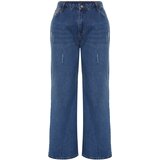 Trendyol Curve Light Blue High Waist Wide Cut Jeans Cene