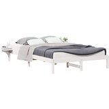 vidaXL Posteljni okvir s stranskimi omaricami Bela 140 x 220 cm | Shoptok.si