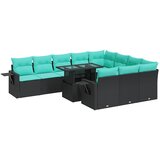  11-dijelni set vrtnih sofa poliratan i bagrem s jastucima crni | shoptok.hr