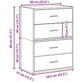 vidaXL Omarice z 2 predaloma 2 kosa bela 60x31x40 cm inženirski les | Shoptok.si