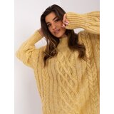 Fashion Hunters Light yellow cable knit sweater | ePonuda.com