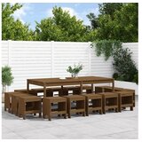 vidaXL 17-dijelni vrtni blagovaonski set boja meda od masivne borovine | shoptok.hr