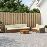  Set vanjskih sofa s jastukom 7 pcs Prirodna i krem Poliester | shoptok.hr