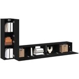  3-delni TV kabinet set, obešen, črna, lesni kompozit, (22012253) | Shoptok.si